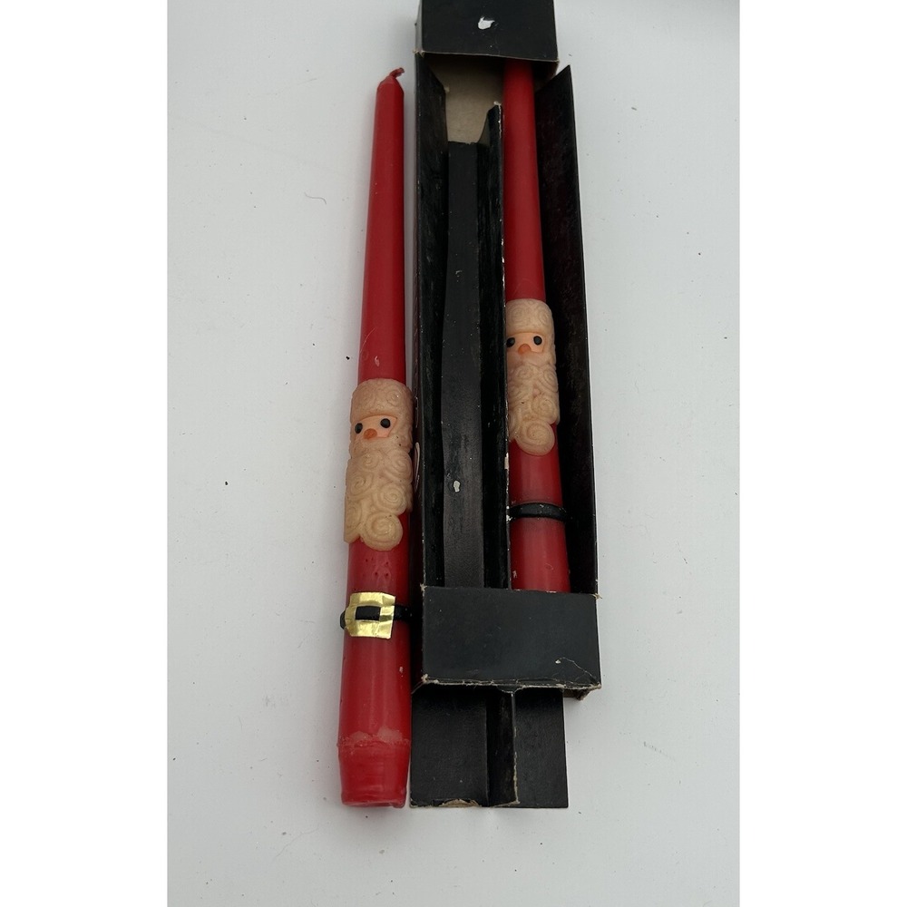 Vintage Christmas Taper‎ Santa Candle Sticks 12 inch set of 2 Never Burned (4)